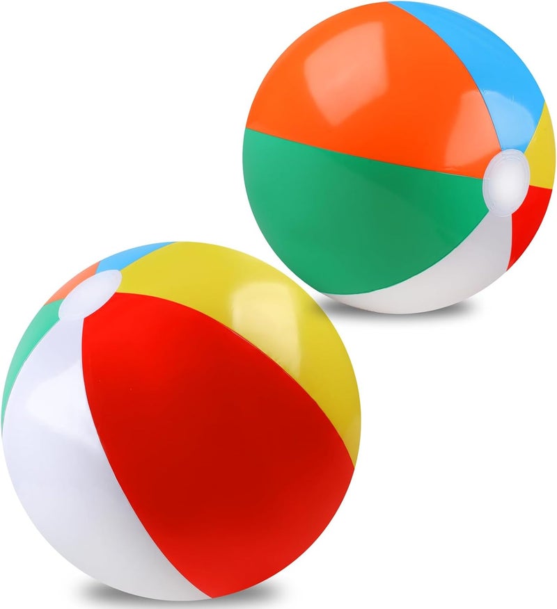 REGUICORP 2 Pack Beach Balls, 20 Inch Beach Balls, Rainbow Color Pool Toys Pool Balls for Swimming Pool, Beach Toys Inflatable Ball for Summer Parties and Water Games - Image 1